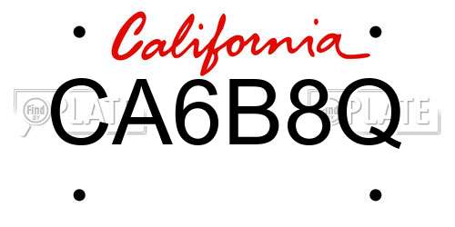 CA6B8Q California License Plate