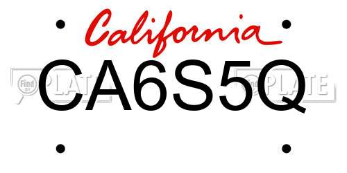 CA6S5Q California License Plate