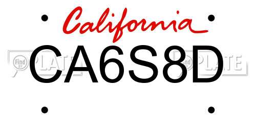 CA6S8D California License Plate