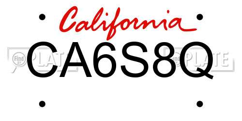 CA6S8Q California License Plate