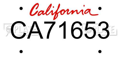 CA71653 California License Plate