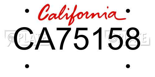 CA75158 California License Plate