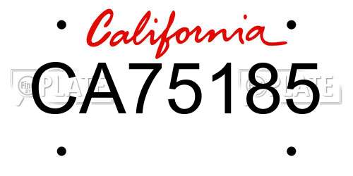 CA75185 California License Plate
