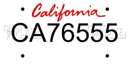 CA76555 California License Plate
