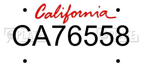 CA76558 California License Plate