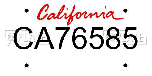 CA76585 California License Plate