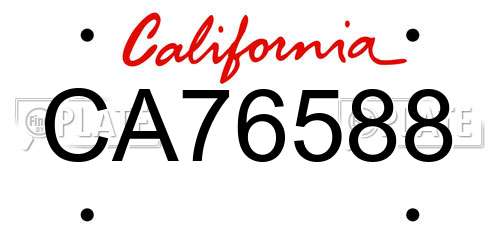 CA76588 California License Plate