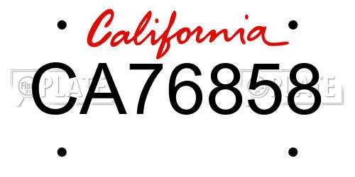 CA76858 California License Plate