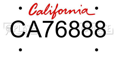 CA76888 California License Plate