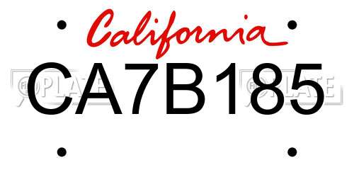 CA7B185 California License Plate