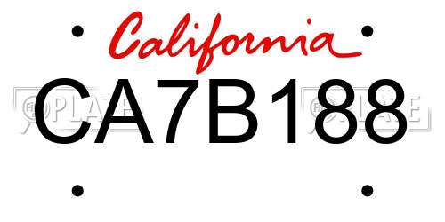 CA7B188 California License Plate