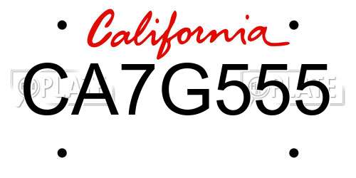 CA7G555 California License Plate