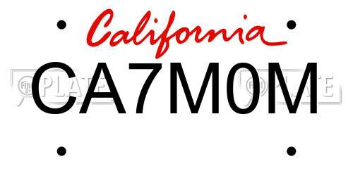 CA7M0M California License Plate