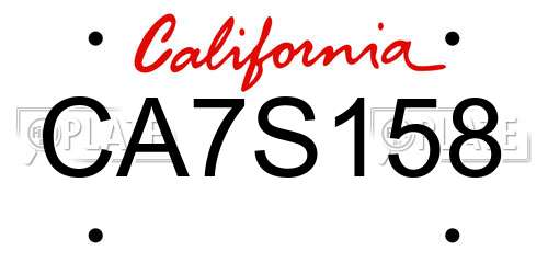 CA7S158 California License Plate