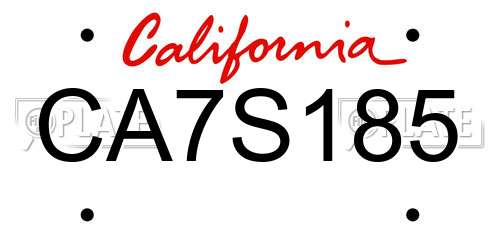 CA7S185 California License Plate