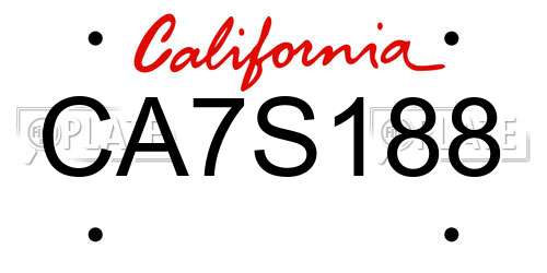 CA7S188 California License Plate
