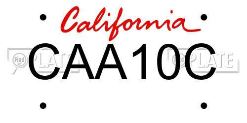 CAA10C California License Plate