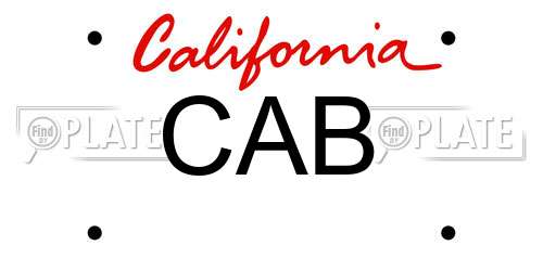 CAB California License Plate