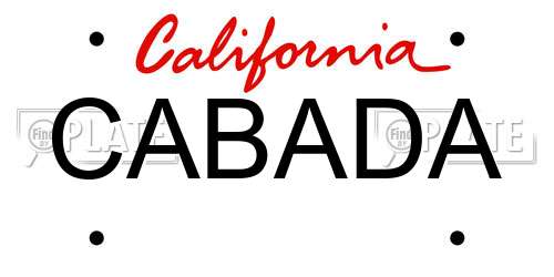 CABADA California License Plate