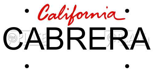 CABRERA California License Plate