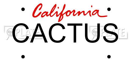 CACTUS California License Plate