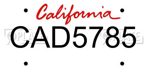CAD5785 California License Plate