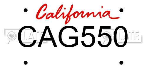 CAG550 California License Plate