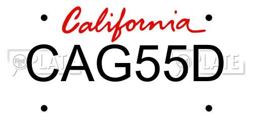 CAG55D California License Plate