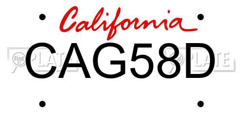CAG58D California License Plate