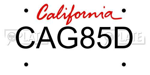 CAG85D California License Plate