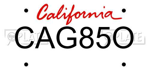 CAG85O California License Plate
