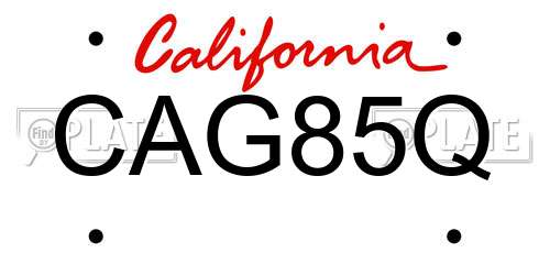 CAG85Q California License Plate