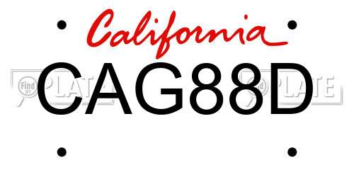 CAG88D California License Plate