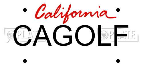 CAGOLF California License Plate
