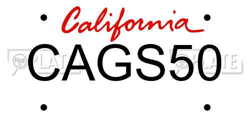 CAGS50 California License Plate