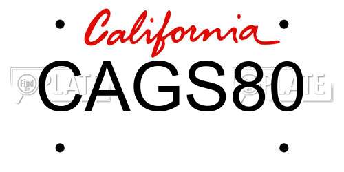 CAGS80 California License Plate