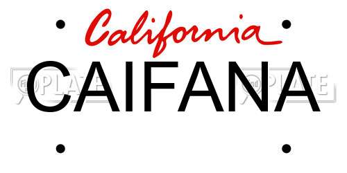 CAIFANA California License Plate