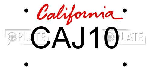 CAJ10 California License Plate