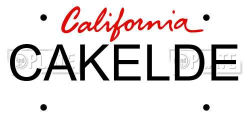 CAKELDE California License Plate