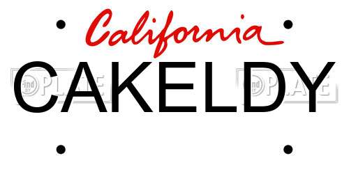 CAKELDY California License Plate