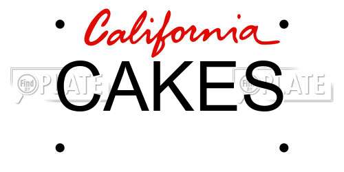 CAKES California License Plate