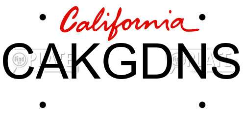 CAKGDNS California License Plate