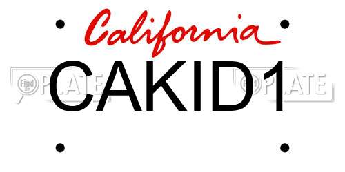 CAKID1 California License Plate