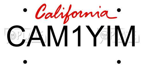 CAM1YIM California License Plate