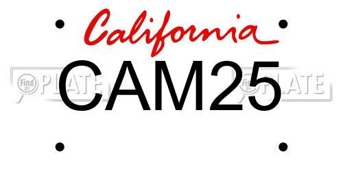 CAM25 California License Plate