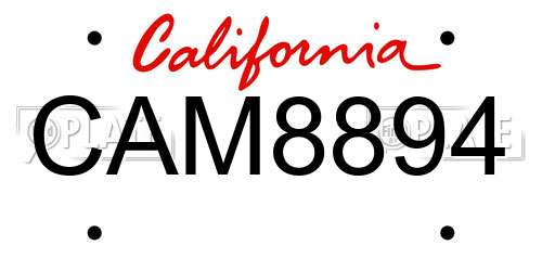 CAM8894 California License Plate