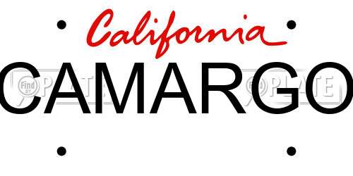 CAMARGO California License Plate