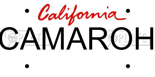 CAMAROH California License Plate