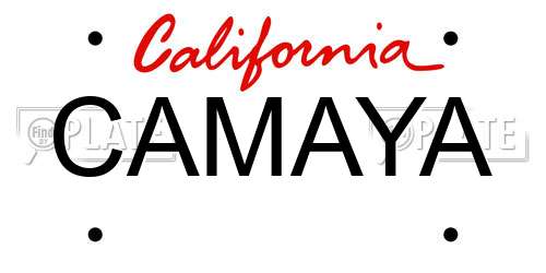 CAMAYA California License Plate