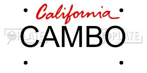 CAMBO California License Plate